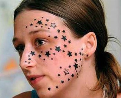 Star Tattoo Face Girl. Stay awake!